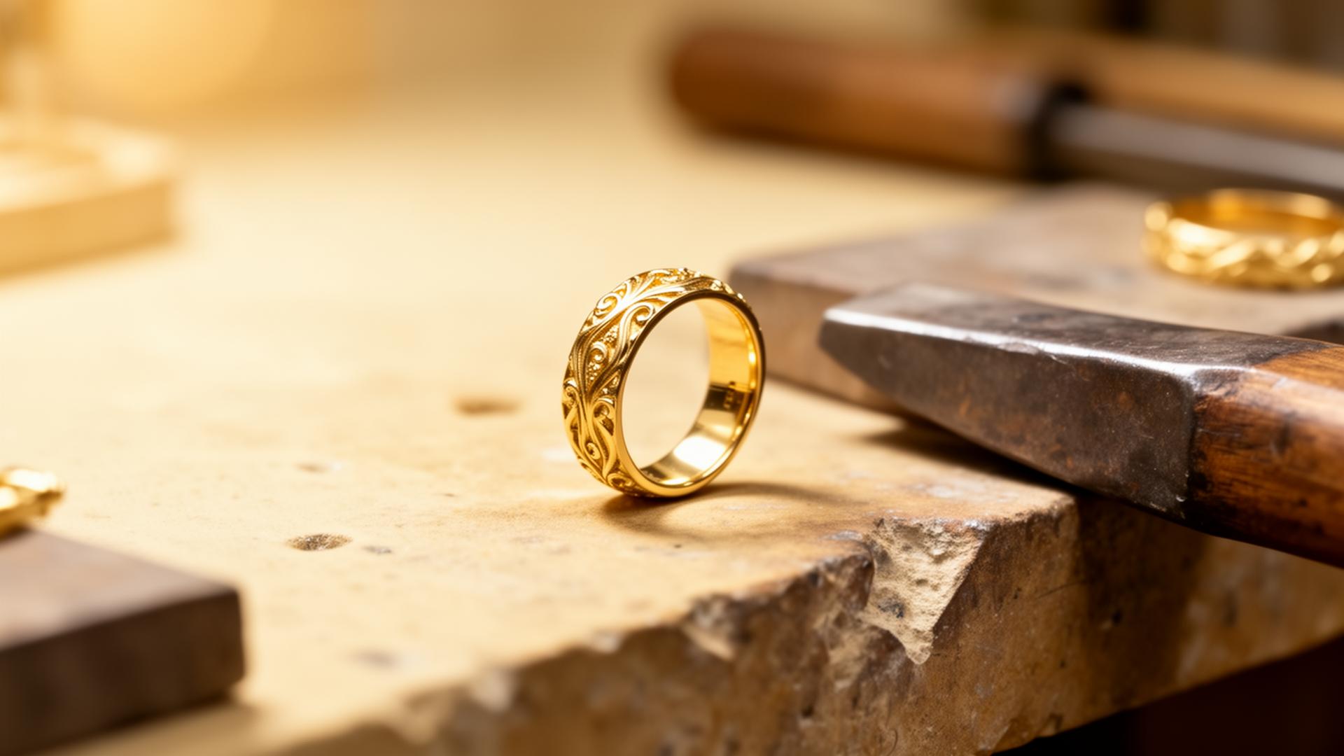 Goldschmiedearbeit auf der Werkbank